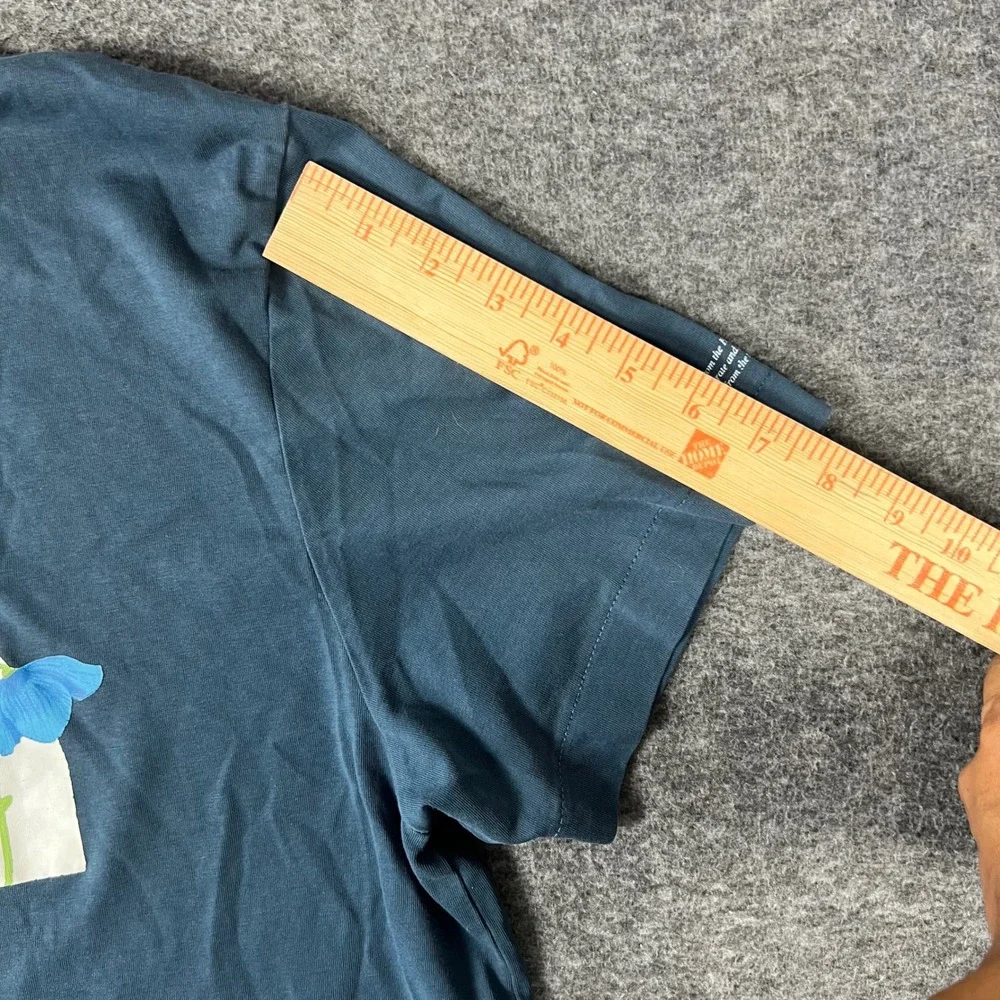 The North Face Graphic Tee Mens XL Blue Floral Logo Himalayan Lightweight
